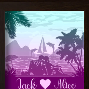 Intra απο ξύλο plywood  Χρώμα wenge 3mm-4mm πάχος - Ζευγάρι στην παραλία Paper Cut Light Box Δίασταση 20x20 cm INTRAFABR-60164030