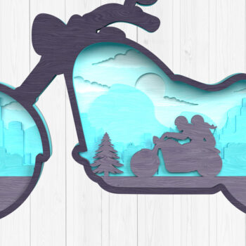 Intra απο ξύλο plywood  Χρώμα wenge 3mm-4mm πάχος - Couple Ride Chopper Δίασταση 30x20 cm INTRAFABR-60281726 - Image 1