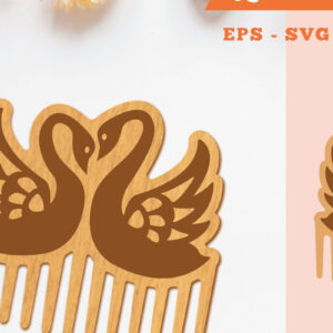 Intra απο ξύλο plywood  Χρώμα wenge 3mm-4mm πάχος - Couple Swan Comb Δίασταση 20x20 cm INTRAFABR-60281774