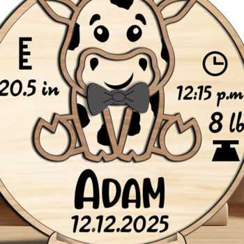 Intra απο ξύλο plywood  Χρώμα wenge 3mm-4mm πάχος - Cow Baby Ανακοίνωση Στρογγυλός κύκλος Δίασταση 30x20 cm INTRAFABR-24694663 - Image 2