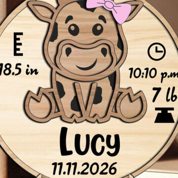 Intra απο ξύλο plywood  Χρώμα wenge 3mm-4mm πάχος - Cow Baby Ανακοίνωση Στρογγυλός κύκλος Δίασταση 30x20 cm INTRAFABR-24694663 - Image 3