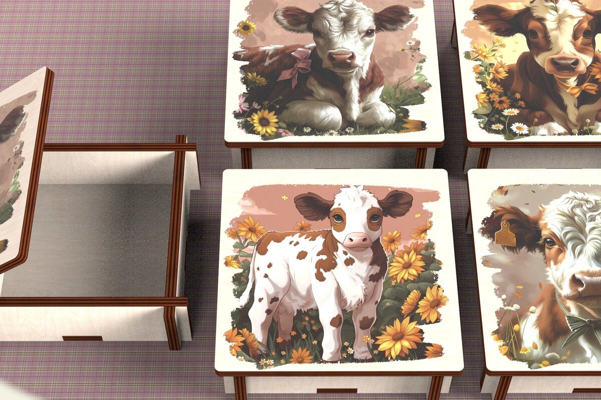 Intra απο ξύλο plywood  Χρώμα wenge 3mm-4mm πάχος - Cow Box + 4 PNG για Εξάχνωση Δίασταση 9x9 cm INTRAFABR-89523789