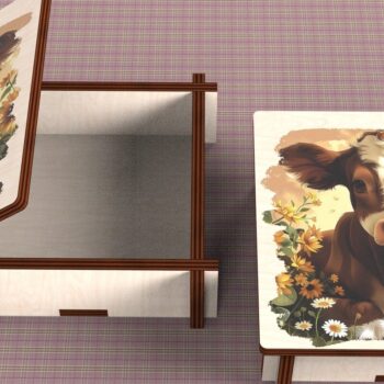 Intra απο ξύλο plywood Χρώμα wenge 3mm-4mm πάχος - Cow Box + 4 PNG για Εξάχνωση Δίασταση 9x9 cm INTRAFABR-89523789 - Image 3