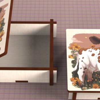 Intra απο ξύλο plywood Χρώμα wenge 3mm-4mm πάχος - Cow Box + 4 PNG για Εξάχνωση Δίασταση 9x9 cm INTRAFABR-89523789 - Image 4
