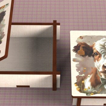 Intra απο ξύλο plywood Χρώμα wenge 3mm-4mm πάχος - Cow Box + 4 PNG για Εξάχνωση Δίασταση 9x9 cm INTRAFABR-89523789 - Image 5
