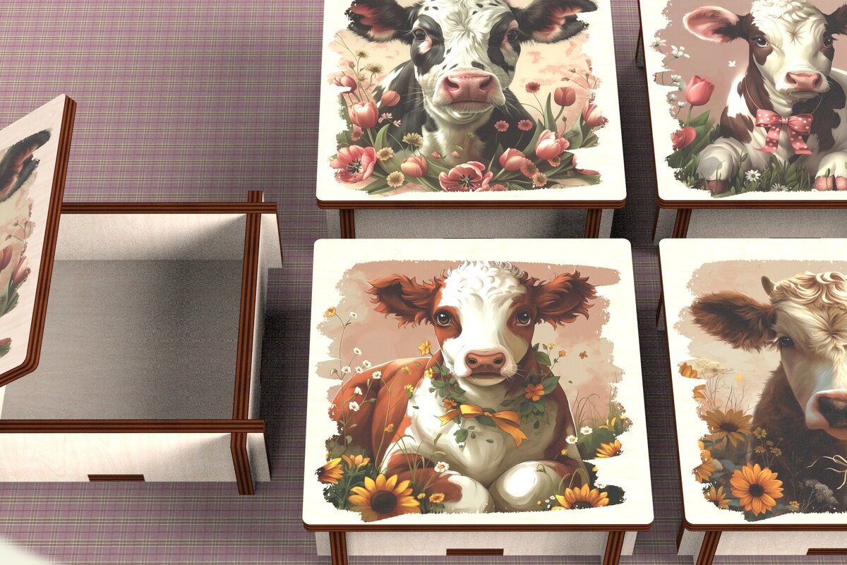 Intra απο ξύλο plywood  Χρώμα wenge 3mm-4mm πάχος - Cow Box + 4 PNG για Εξάχνωση Δίασταση 9x9 cm INTRAFABR-114828660