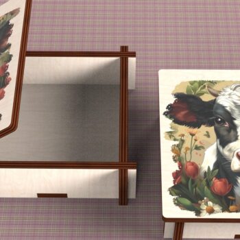 Intra απο ξύλο plywood  Χρώμα wenge 3mm-4mm πάχος - Cow Box + 4 PNG για Εξάχνωση Δίασταση 9x9 cm INTRAFABR-89520804 - Image 3