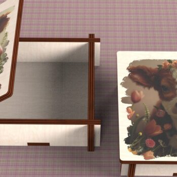 Intra απο ξύλο plywood  Χρώμα wenge 3mm-4mm πάχος - Cow Box + 4 PNG για Εξάχνωση Δίασταση 9x9 cm INTRAFABR-89520804 - Image 5