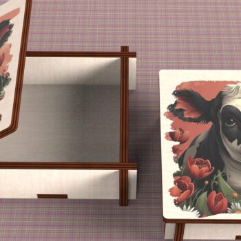 Intra απο ξύλο plywood  Χρώμα wenge 3mm-4mm πάχος - Cow Box + 4 PNG για Εξάχνωση Δίασταση 9x9 cm INTRAFABR-88684705 - Image 4