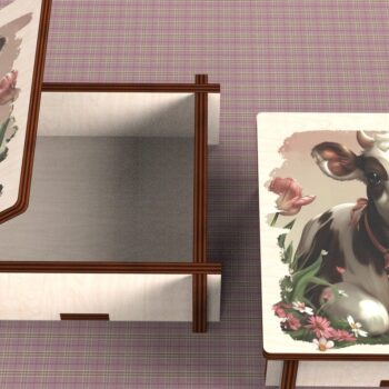 Intra απο ξύλο plywood  Χρώμα wenge 3mm-4mm πάχος - Cow Box + 4 PNG για Εξάχνωση Δίασταση 9x9 cm INTRAFABR-88684705 - Image 5