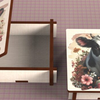 Intra απο ξύλο plywood  Χρώμα wenge 3mm-4mm πάχος - Cow Box + 4 PNG για Εξάχνωση Δίασταση 9x9 cm INTRAFABR-88218828 - Image 4
