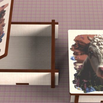 Intra απο ξύλο plywood  Χρώμα wenge 3mm-4mm πάχος - Cow Box + 4 PNG για Εξάχνωση Δίασταση 9x9 cm INTRAFABR-55388219 - Image 3