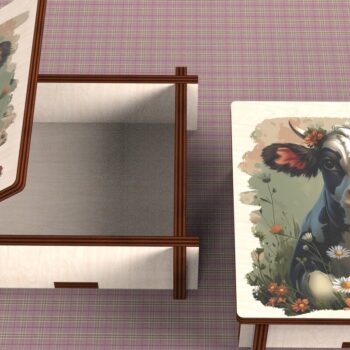 Intra απο ξύλο plywood  Χρώμα wenge 3mm-4mm πάχος - Cow Box + 4 PNG για Εξάχνωση Δίασταση 9x9 cm INTRAFABR-55388219 - Image 4