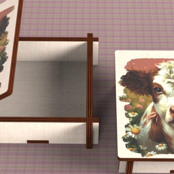 Intra απο ξύλο plywood  Χρώμα wenge 3mm-4mm πάχος - Cow Box + 4 PNG για Εξάχνωση Δίασταση 9x9 cm INTRAFABR-55388219 - Image 5