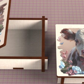 Intra απο ξύλο plywood  Χρώμα wenge 3mm-4mm πάχος - Cow Box + 4 PNG για Εξάχνωση Δίασταση 9x9 cm INTRAFABR-57131890 - Image 5