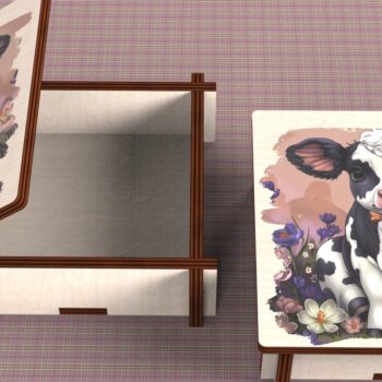 Intra απο ξύλο plywood  Χρώμα wenge 3mm-4mm πάχος - Cow Box + 4 PNG για Εξάχνωση Δίασταση 9x9 cm INTRAFABR-56039640 - Image 2