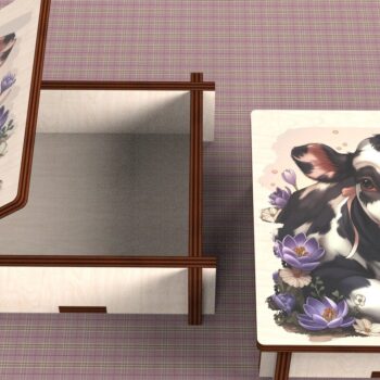 Intra απο ξύλο plywood  Χρώμα wenge 3mm-4mm πάχος - Cow Box + 4 PNG για Εξάχνωση Δίασταση 9x9 cm INTRAFABR-56039640 - Image 5
