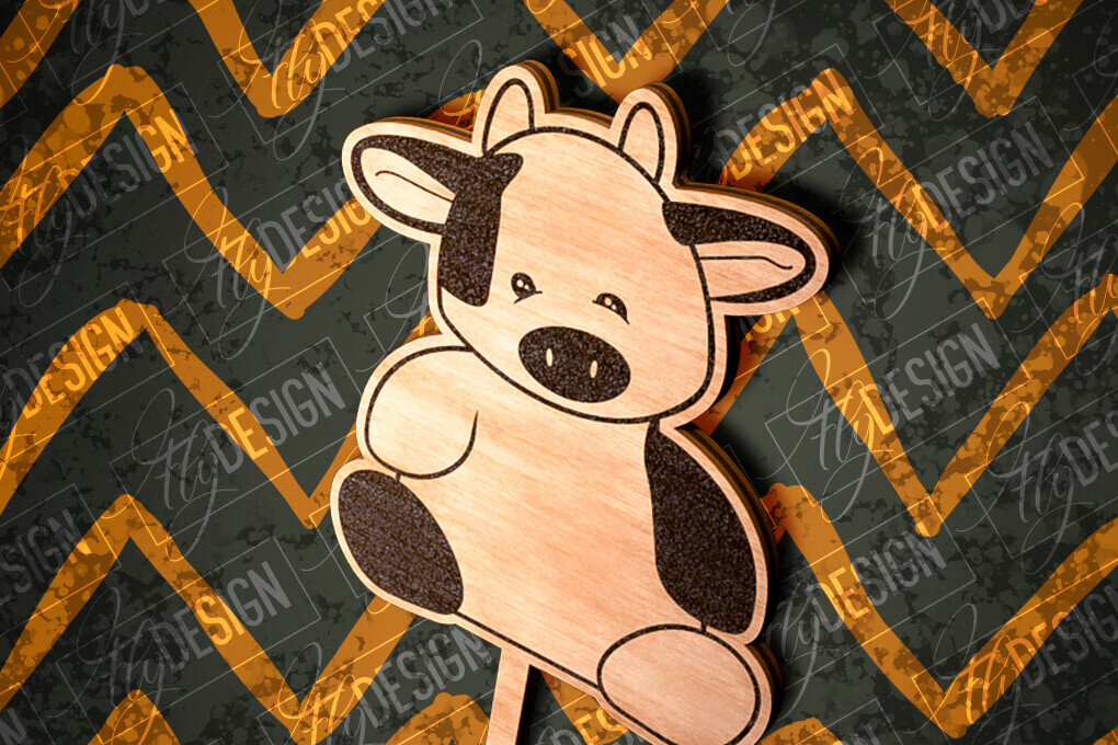 Intra απο ξύλο plywood  Χρώμα wenge 3mm-4mm πάχος - Cow Cake Topper Σχέδιο Δίασταση 30x20 cm INTRAFABR-56039651