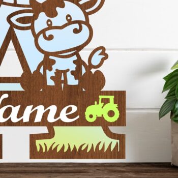 Intra απο ξύλο plywood Χρώμα wenge 3mm-4mm πάχος - Μονόγραμμα με κεφαλαία αγελάδας Επιστολή Cut Δίασταση 30x20 cm INTRAFABR-56039664 - Image 1