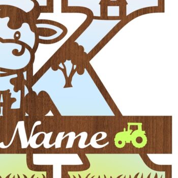 Intra απο ξύλο plywood Χρώμα wenge 3mm-4mm πάχος - Μονόγραμμα κεφαλαίου αγελάδας Γράμμα K Αποκοπή Δίασταση 30x20 cm INTRAFABR-53319573 - Image 3