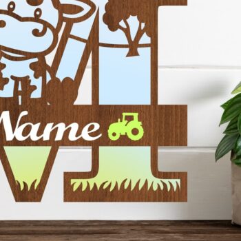 Intra απο ξύλο plywood  Χρώμα wenge 3mm-4mm πάχος - Μονόγραμμα κεφαλαίων αγελάδας Γράμμα M Αποκοπή Δίασταση 30x20 cm INTRAFABR-88133261 - Image 1