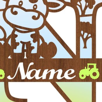 Intra απο ξύλο plywood Χρώμα wenge 3mm-4mm πάχος - Μονόγραμμα κεφαλαίου αγελάδας Γράμμα N Αποκοπή Δίασταση 30x20 cm INTRAFABR-88216995 - Image 3