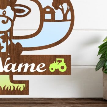 Intra απο ξύλο plywood Χρώμα wenge 3mm-4mm πάχος - Μονόγραμμα κεφαλαίου αγελάδας Γράμμα P Αποκοπή Δίασταση 30x20 cm INTRAFABR-59770179 - Image 1