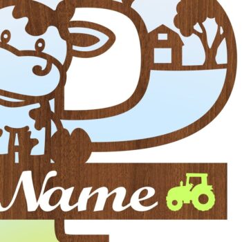 Intra απο ξύλο plywood Χρώμα wenge 3mm-4mm πάχος - Μονόγραμμα κεφαλαίου αγελάδας Γράμμα P Αποκοπή Δίασταση 30x20 cm INTRAFABR-59770179 - Image 3