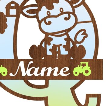 Intra απο ξύλο plywood  Χρώμα wenge 3mm-4mm πάχος - Μονόγραμμα κεφαλαίων αγελάδας Γράμμα Q Cut Δίασταση 30x20 cm INTRAFABR-109938247 - Image 3