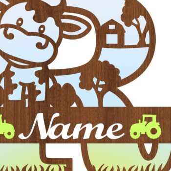 Intra απο ξύλο plywood Χρώμα wenge 3mm-4mm πάχος - Μονόγραμμα κεφαλαίου αγελάδας Γράμμα R Αποκοπή Δίασταση 30x20 cm INTRAFABR-57778540 - Image 3