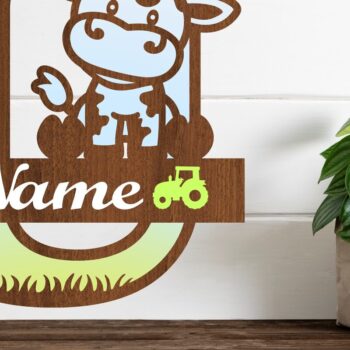 Intra απο ξύλο plywood Χρώμα wenge 3mm-4mm πάχος - Μονόγραμμα με κεφαλαίο αγελάδα Letter U Cut Δίασταση 30x20 cm INTRAFABR-110103195 - Image 1