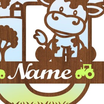 Intra απο ξύλο plywood Χρώμα wenge 3mm-4mm πάχος - Μονόγραμμα με κεφαλαίο αγελάδα Letter U Cut Δίασταση 30x20 cm INTRAFABR-110103195 - Image 3