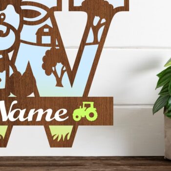 Intra απο ξύλο plywood Χρώμα wenge 3mm-4mm πάχος - Μονόγραμμα κεφαλαίου αγελάδας Γράμμα W Αποκοπή Δίασταση 30x20 cm INTRAFABR-60469693 - Image 1