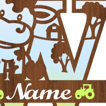 Intra απο ξύλο plywood Χρώμα wenge 3mm-4mm πάχος - Μονόγραμμα κεφαλαίου αγελάδας Γράμμα W Αποκοπή Δίασταση 30x20 cm INTRAFABR-60469693 - Image 3