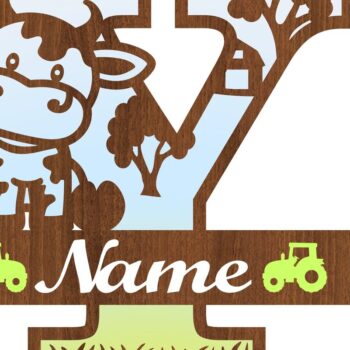 Intra απο ξύλο plywood  Χρώμα wenge 3mm-4mm πάχος - Μονόγραμμα κεφαλαίων αγελάδας Γράμμα Y Αποκοπή Δίασταση 30x20 cm INTRAFABR-27984700 - Image 3