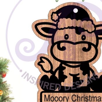 Intra απο ξύλο plywood  Χρώμα wenge 3mm-4mm πάχος - Χριστουγεννιάτικο στολίδι αγελάδας Δίασταση 6x6 cm INTRAFABR-112130490 - Image 1