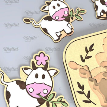 Intra απο ξύλο plywood Χρώμα wenge 3mm-4mm πάχος - Cow Family Puzzle με λέιζερ Δίασταση 30x20 cm INTRAFABR-82391945 - Image 1