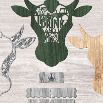 Intra απο ξύλο plywood Χρώμα wenge 3mm-4mm πάχος - Ανοιχτήρι μπύρας Cow Farm Δίασταση 20x20 cm INTRAFABR-84988711 - Image 3