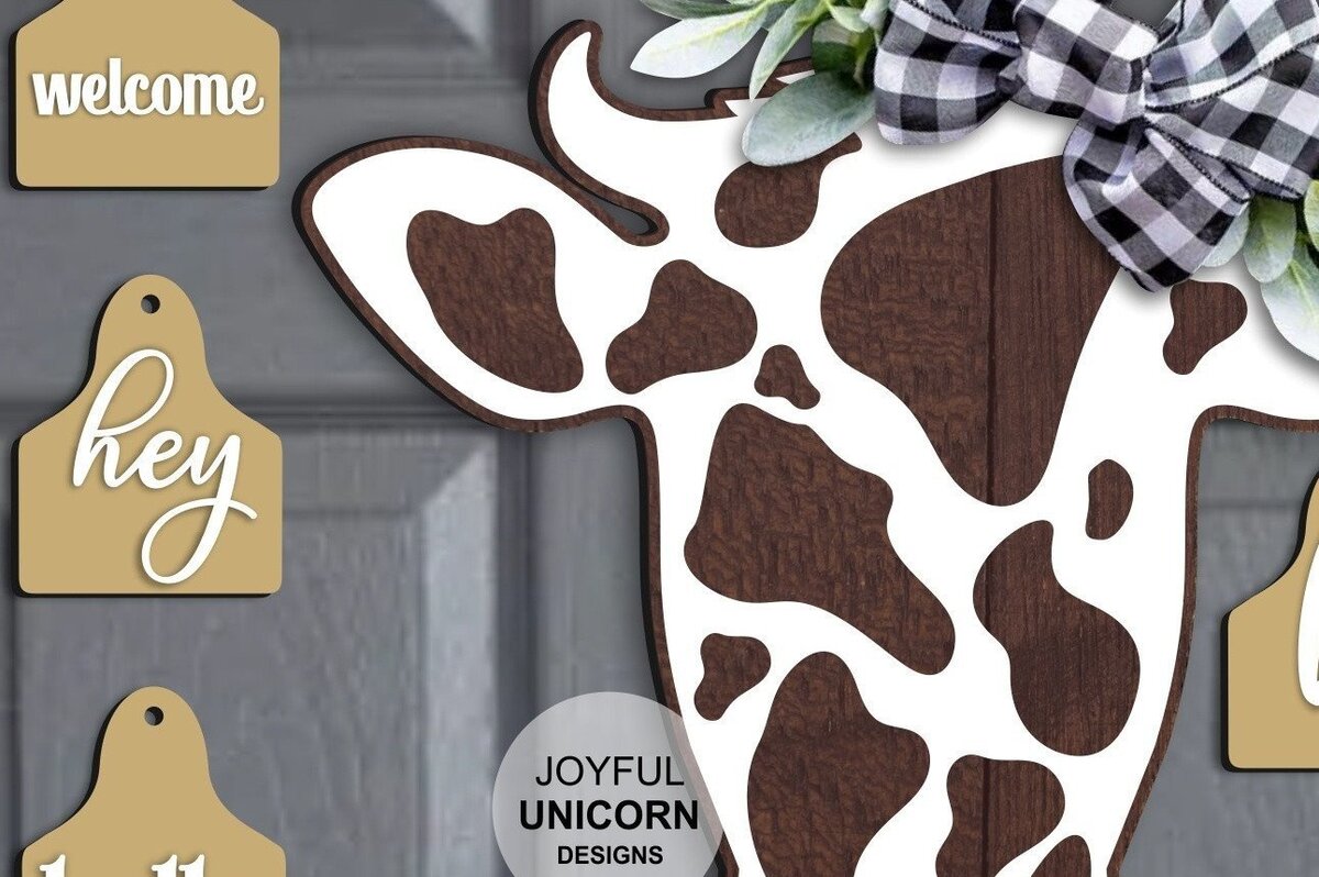 Intra απο ξύλο plywood  Χρώμα wenge 3mm-4mm πάχος - Σημάδι κεφαλής αγελάδας με ετικέτες Δίασταση 31x37 cm INTRAFABR-113767981