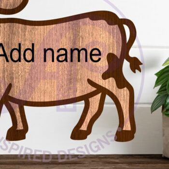 Intra απο ξύλο plywood Χρώμα wenge 3mm-4mm πάχος - Αγελάδα περίγραμμα δύο επιπέδων όνομα Δίασταση 30x20 cm INTRAFABR-107993501 - Image 2