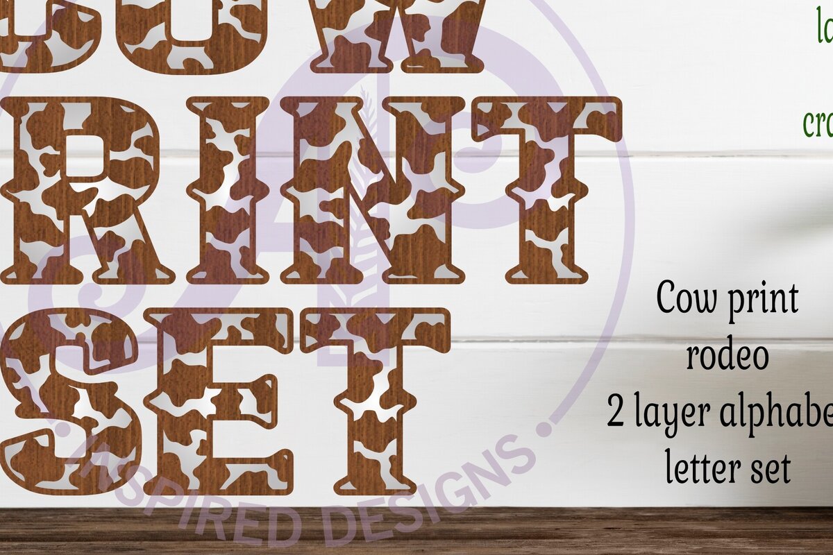 Intra απο ξύλο plywood  Χρώμα wenge 3mm-4mm πάχος - Cow Print Letters Alphabet Σετ X 26 Δίασταση 30x20 cm INTRAFABR-102856610