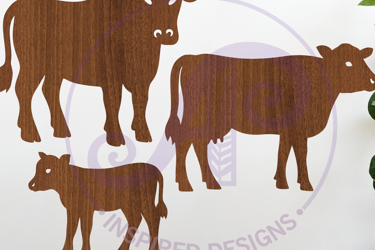 Intra απο ξύλο plywood  Χρώμα wenge 3mm-4mm πάχος - με αποσιλουέτας αγελάδας Δίασταση 30x20 cm INTRAFABR-39971400