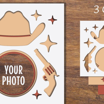 Intra απο ξύλο plywood Χρώμα wenge 3mm-4mm πάχος - Cowboy 3D Layered Frame Papercut Δίασταση 20x25 cm INTRAFABR-74439222 - Image 1