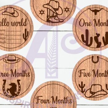 Intra απο ξύλο plywood  Χρώμα wenge 3mm-4mm πάχος - Cowboy Baby Monthly Milestone Discs Δίασταση 30x20 cm INTRAFABR-74438832 - Image 2