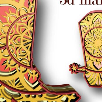 Intra απο ξύλο plywood  Χρώμα wenge 3mm-4mm πάχος - Μπότα Cowboy , 2 Design , 4 Layers Δίασταση 30x20 cm INTRAFABR-74438857 - Image 4