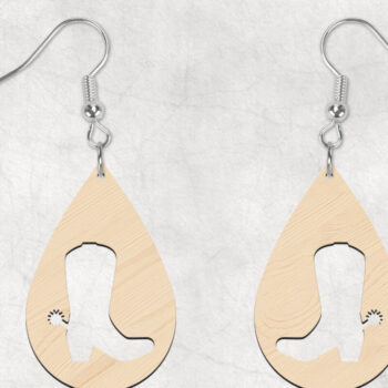 Intra απο ξύλο plywood  Χρώμα wenge 3mm-4mm πάχος - Σκουλαρίκια Boho Cowboy Boots Δίασταση 3x3 cm INTRAFABR-74439093 - Image 2