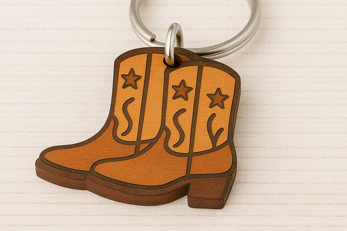 Intra απο ξύλο plywood  Χρώμα wenge 3mm-4mm πάχος - Μπρελόκ για μπότες καουμπόη Δίασταση 4x4 cm INTRAFABR-74438799