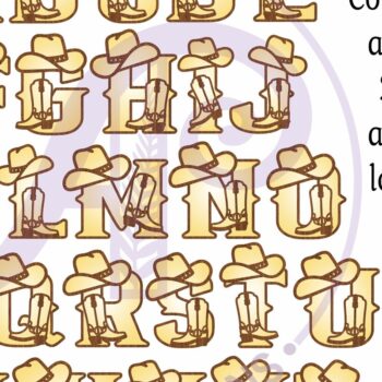 Intra απο ξύλο plywood  Χρώμα wenge 3mm-4mm πάχος - Σετ αλφαβήτου με καπέλο και μπότα γράμματα καουμπόη Δίασταση 30x20 cm INTRAFABR-57053941 - Image 3