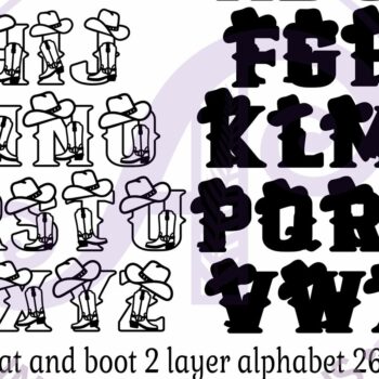 Intra απο ξύλο plywood  Χρώμα wenge 3mm-4mm πάχος - Σετ αλφαβήτου με καπέλο και μπότα γράμματα καουμπόη Δίασταση 30x20 cm INTRAFABR-57053941 - Image 4