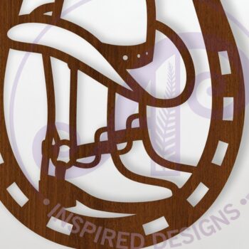 Intra απο ξύλο plywood Χρώμα wenge 3mm-4mm πάχος - Επιγραφή τοίχου με καπέλο και μπότες καουμπόη, Δίασταση 40x50 cm INTRAFABR-124432917 - Image 1